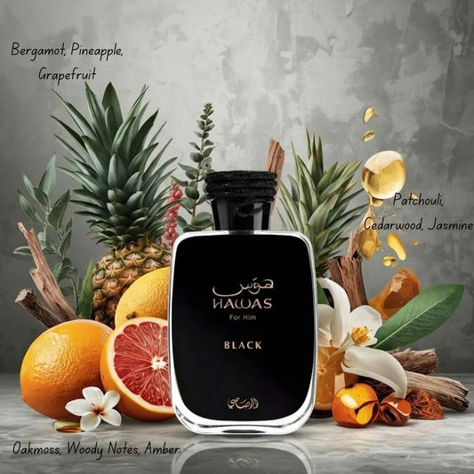 Hawas Black Eau de Parfum Spray 100ml (3.4 oz) by Rasasi